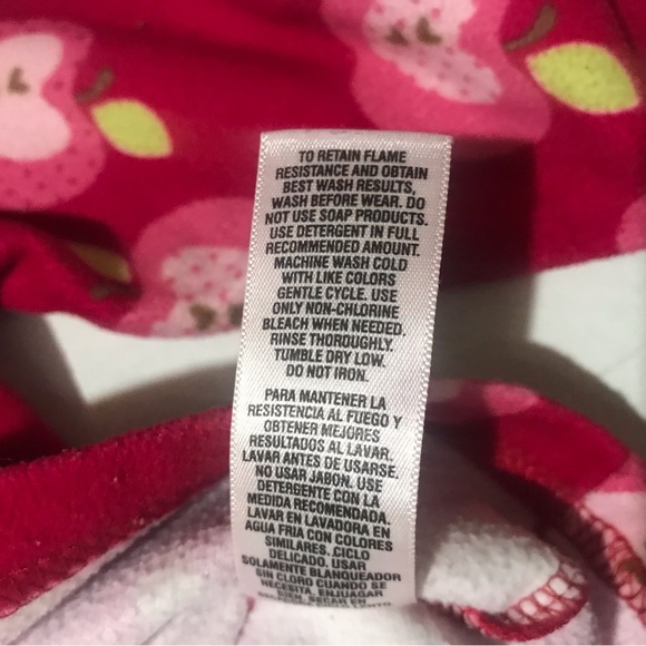 Carter’s Pink Apple Novelty Print Fleece Matching Pajama Set Girls Sz 3 Toddler - Picture 5 of 6